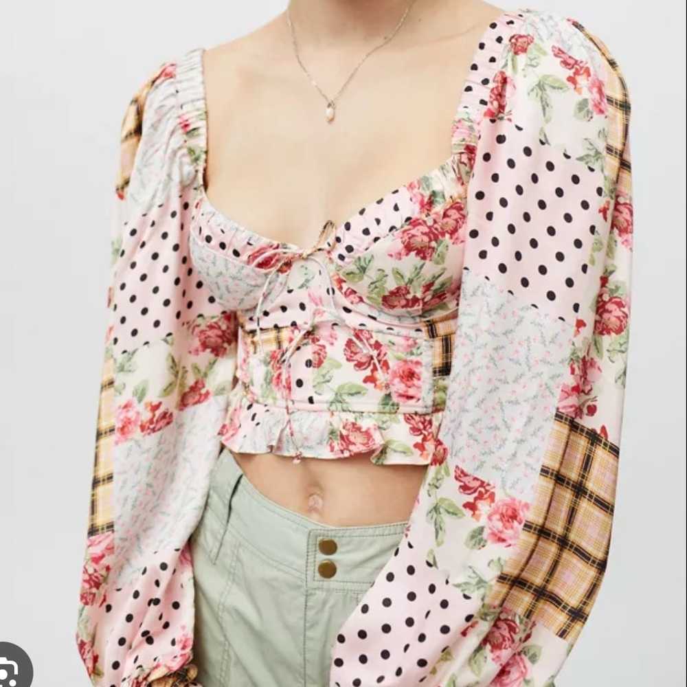 NWT For Love & Lemons Marissa Cropped Blouse